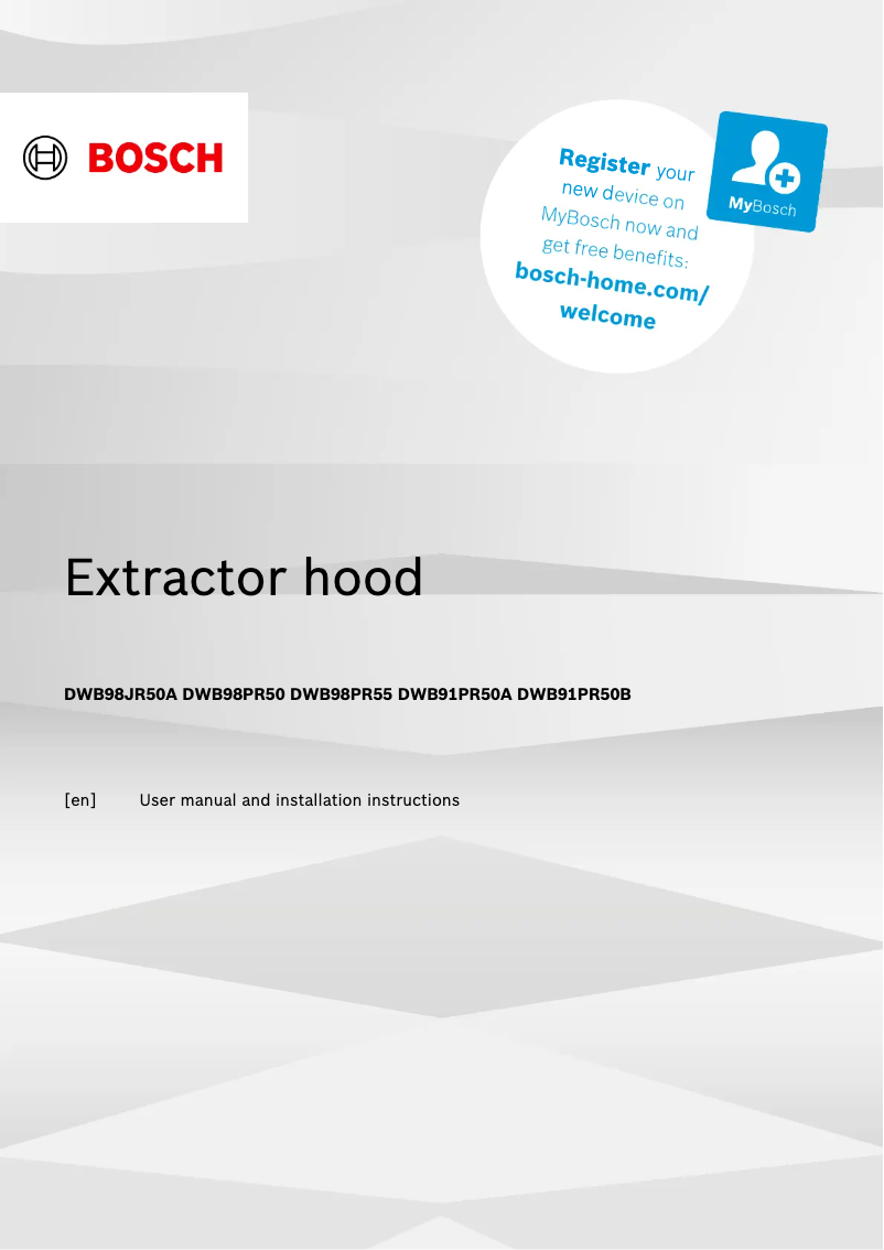 Page 1 de la notice Guide d'installation Bosch DWB91PR50A