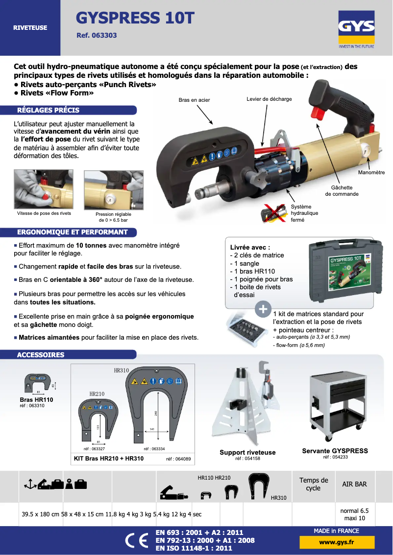 Page n°1 - Fiche technique GYS Gyspress 10T