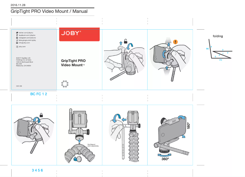 Page n°1 - Manuel utilisateur Joby GripTight GorillaPod Video PRO