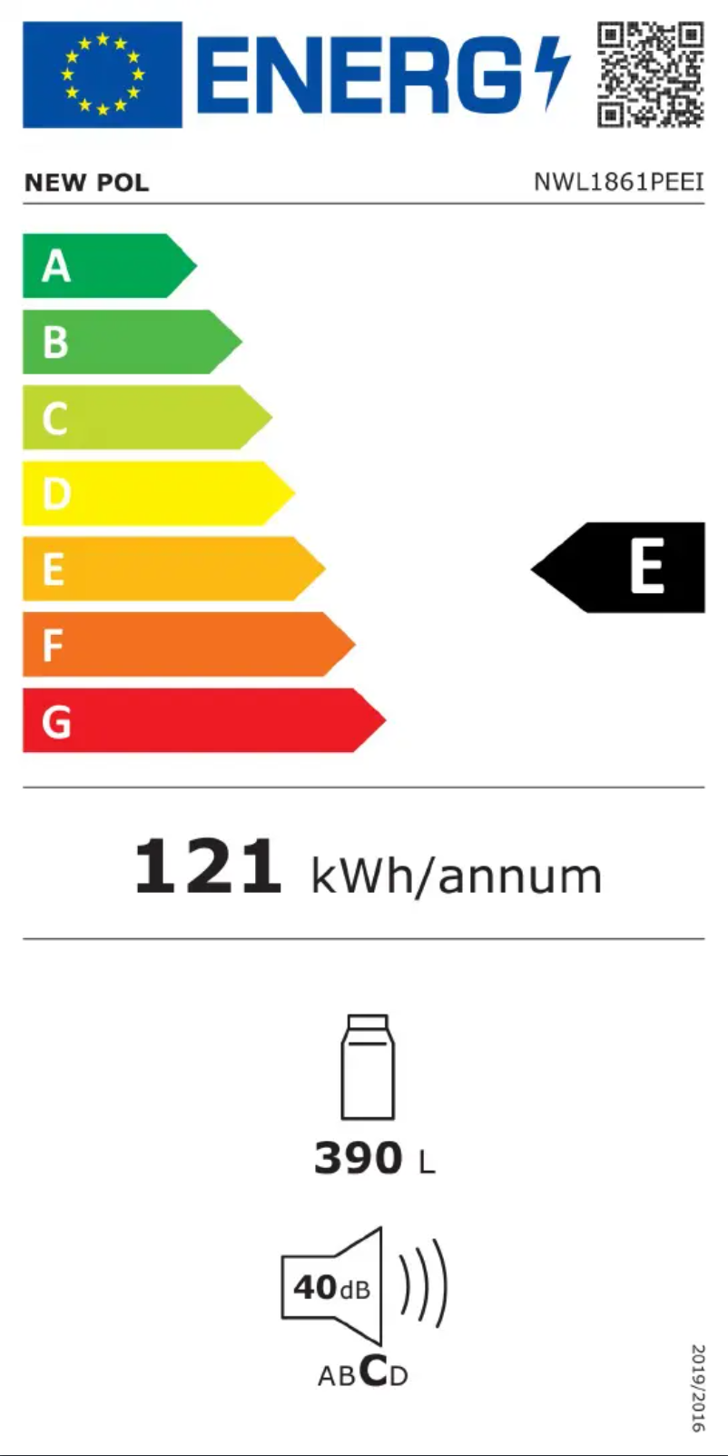 Page 1 of the manual Energy Label New Pol NWL1861PEEI