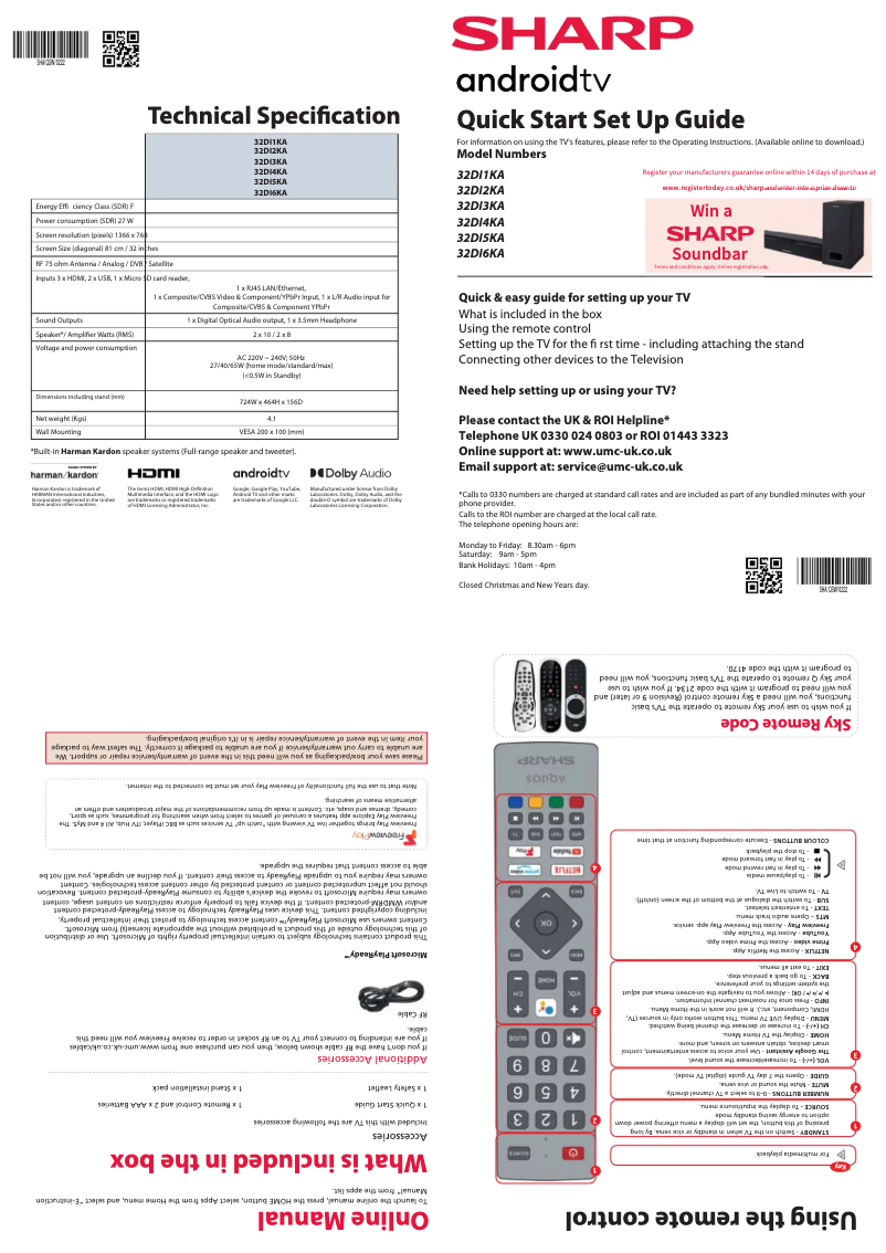Page n°1 - Guide de démarrage rapide Sharp 32DI2KA