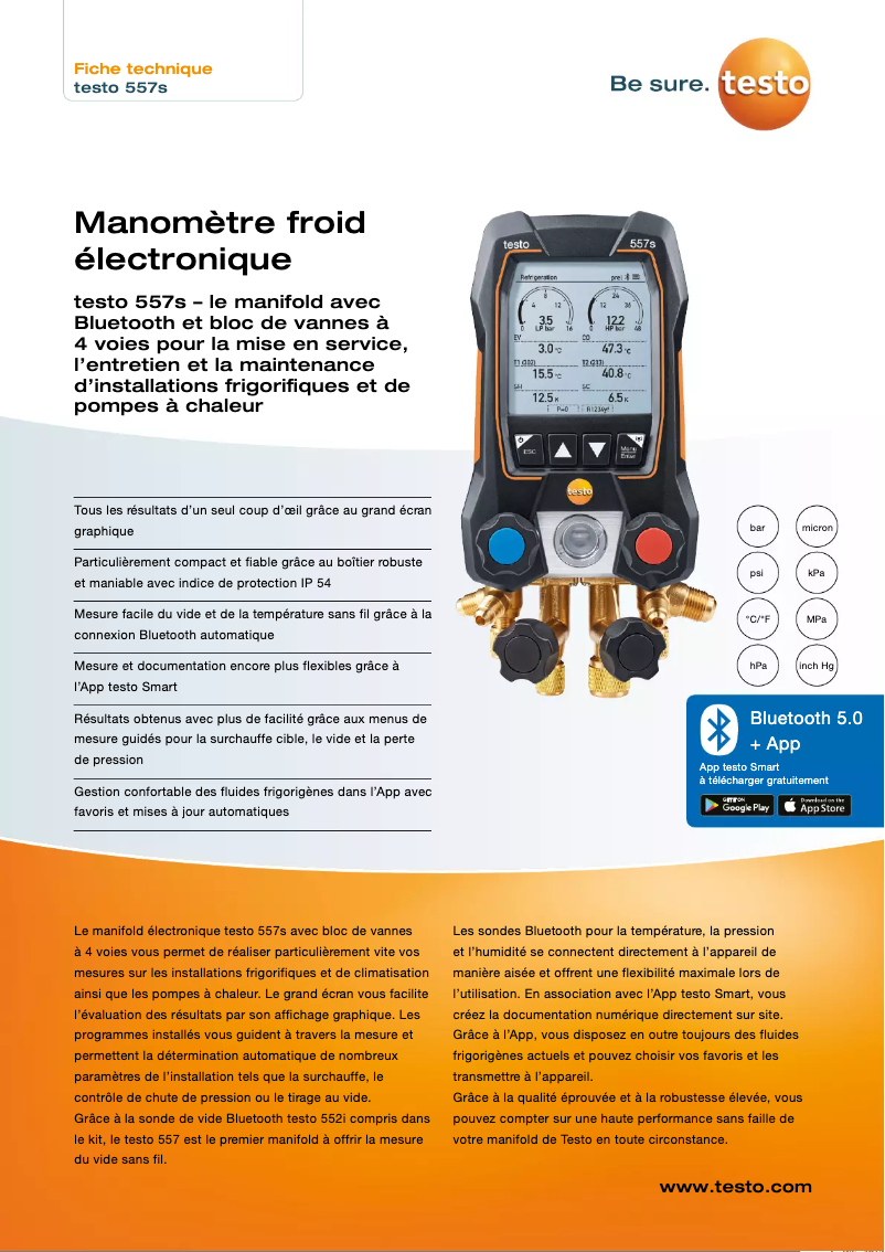 Page n°1 - Fiche technique Testo 557s