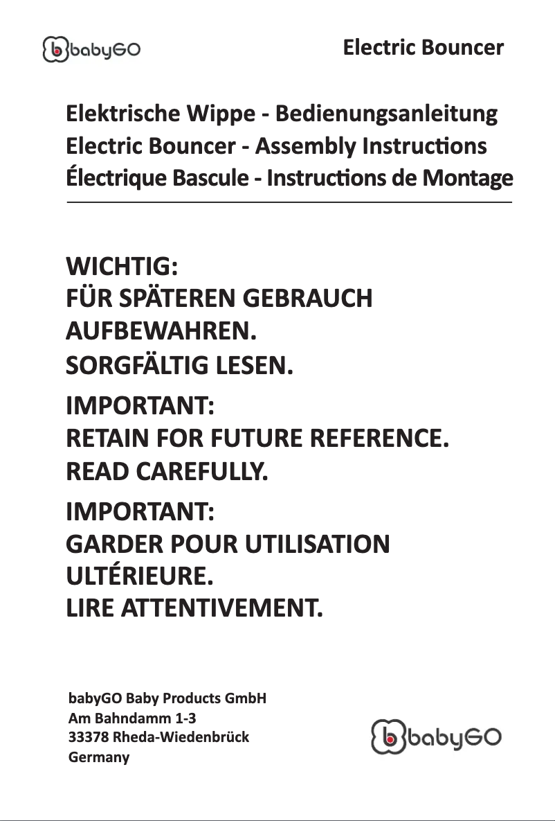 Page 1 de la notice Manuel utilisateur BabyGO Homey