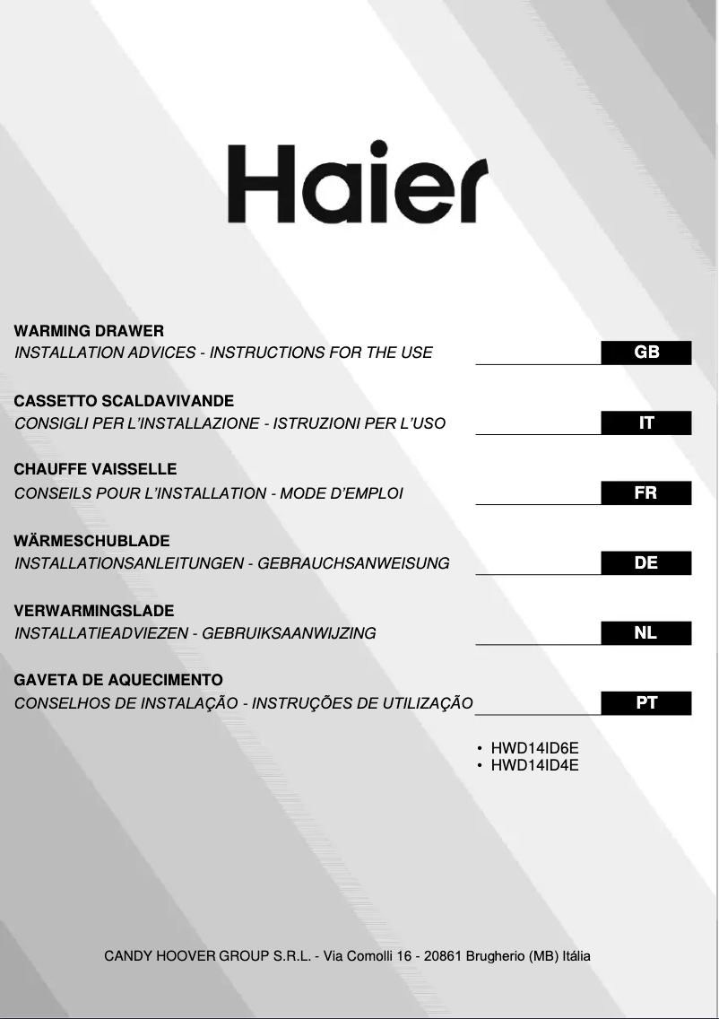 Page 1 de la notice Manuel utilisateur Haier HWD14ID6E