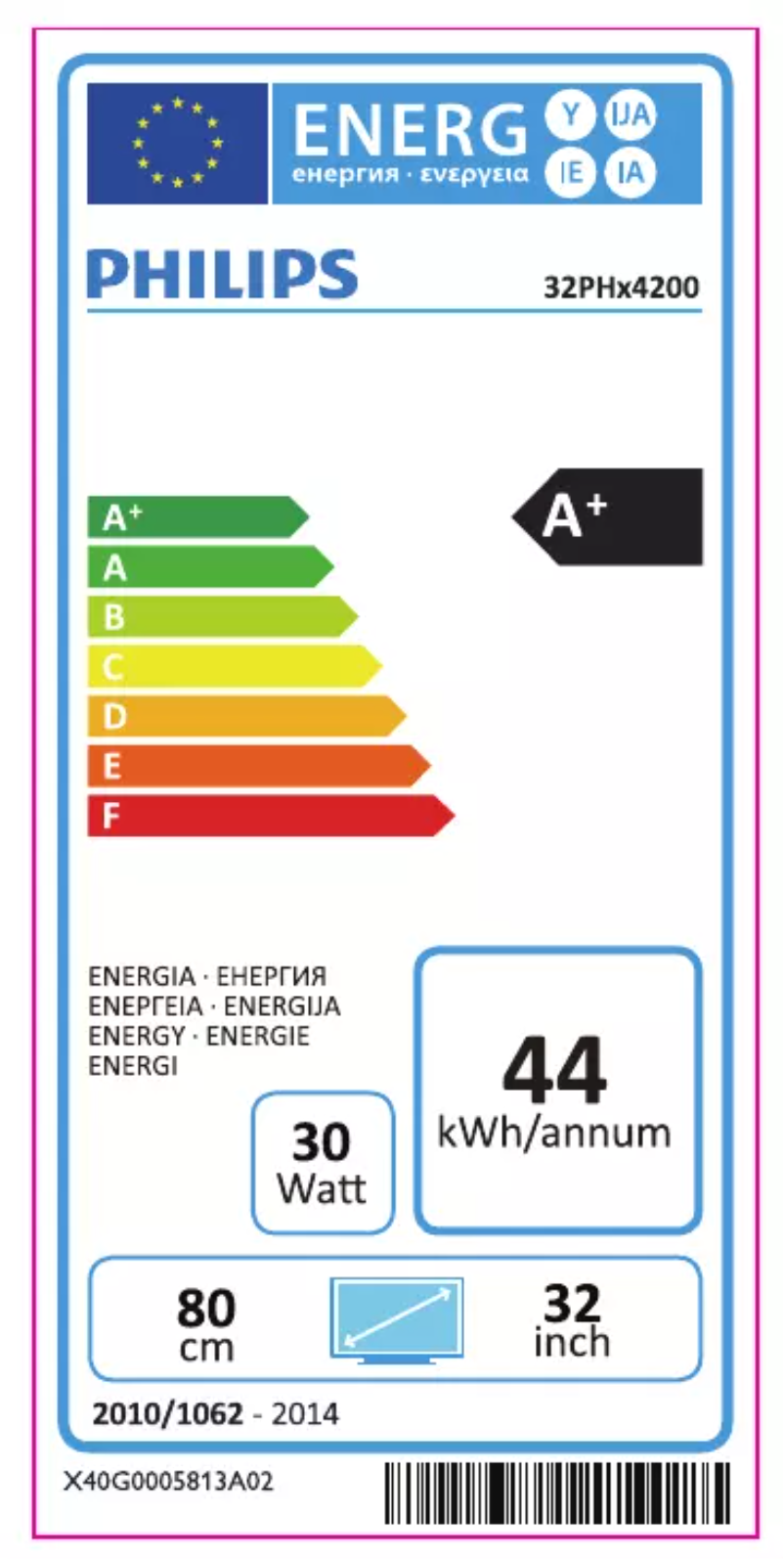 Page 1 de la notice Label énergétique Philips 4000 series 24PHK4109