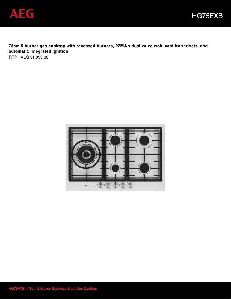 Image de la première page du manuel de l'appareil HG75FXB