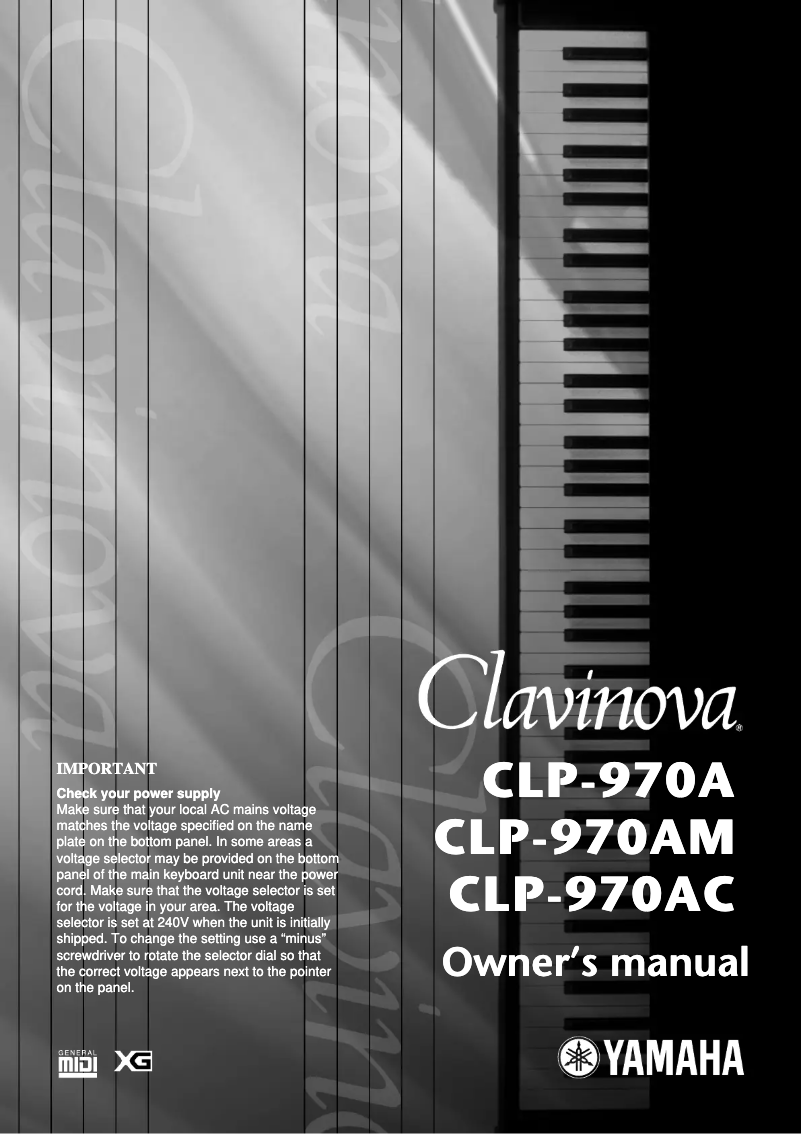 Page 1 de la notice Manuel utilisateur Yamaha Clavinova CLP-970AC