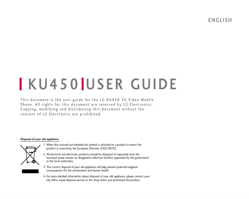 Image de la première page du manuel de l'appareil KU450