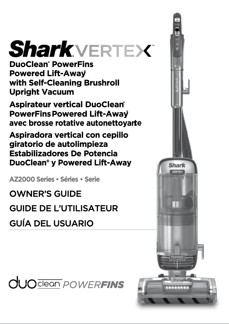 Page 1 de la notice Manuel utilisateur Shark Vertex DuoClean AZ2000W