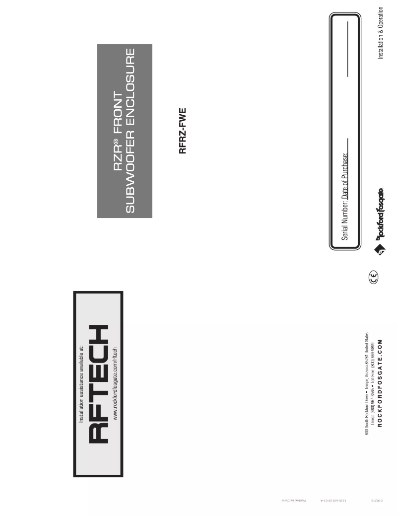 Page 1 de la notice Manuel utilisateur Rockford Fosgate RZR-STAGE4