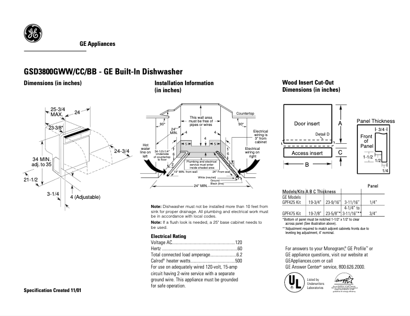 Imagen de la primera página del manual del dispositivo GSD3800GBB