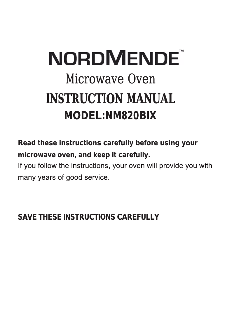 Page n°1 - Manuel utilisateur Nordmende NM820BIX