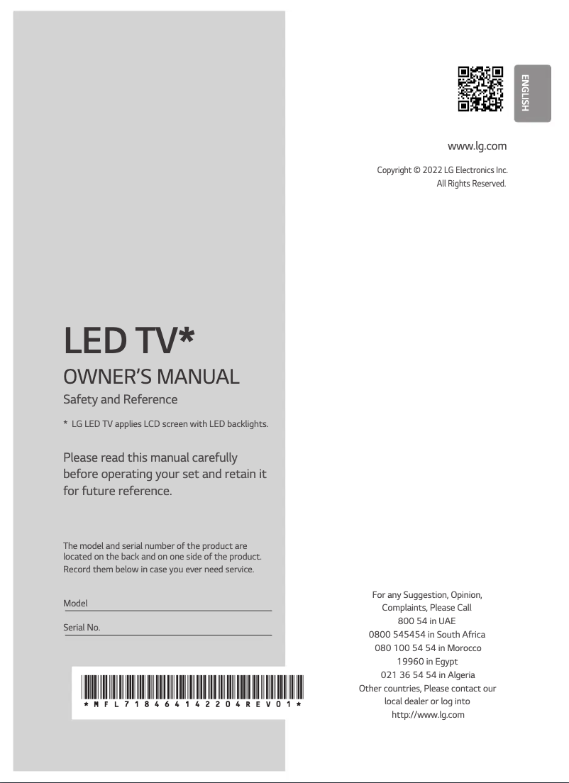 Page 1 de la notice Manuel utilisateur LG 65NANO776QA