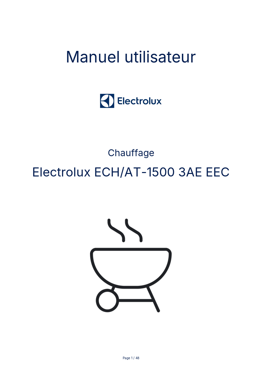 Page n°1 - Manuel utilisateur Electrolux ECH/AT-1500 3AE EEC