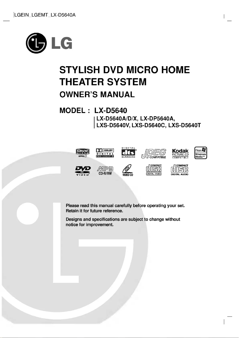 Page 1 of the manual User Manual LG LX-D5640