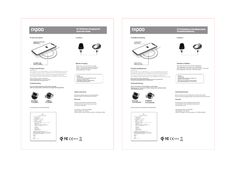Page 1 de la notice Manuel utilisateur Rapoo XC140