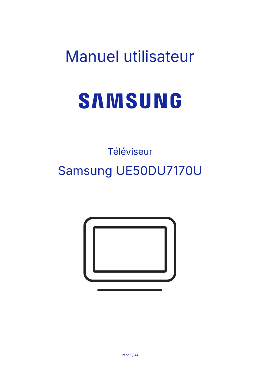 Page n°1 - Manuel utilisateur Samsung UE50DU7170U