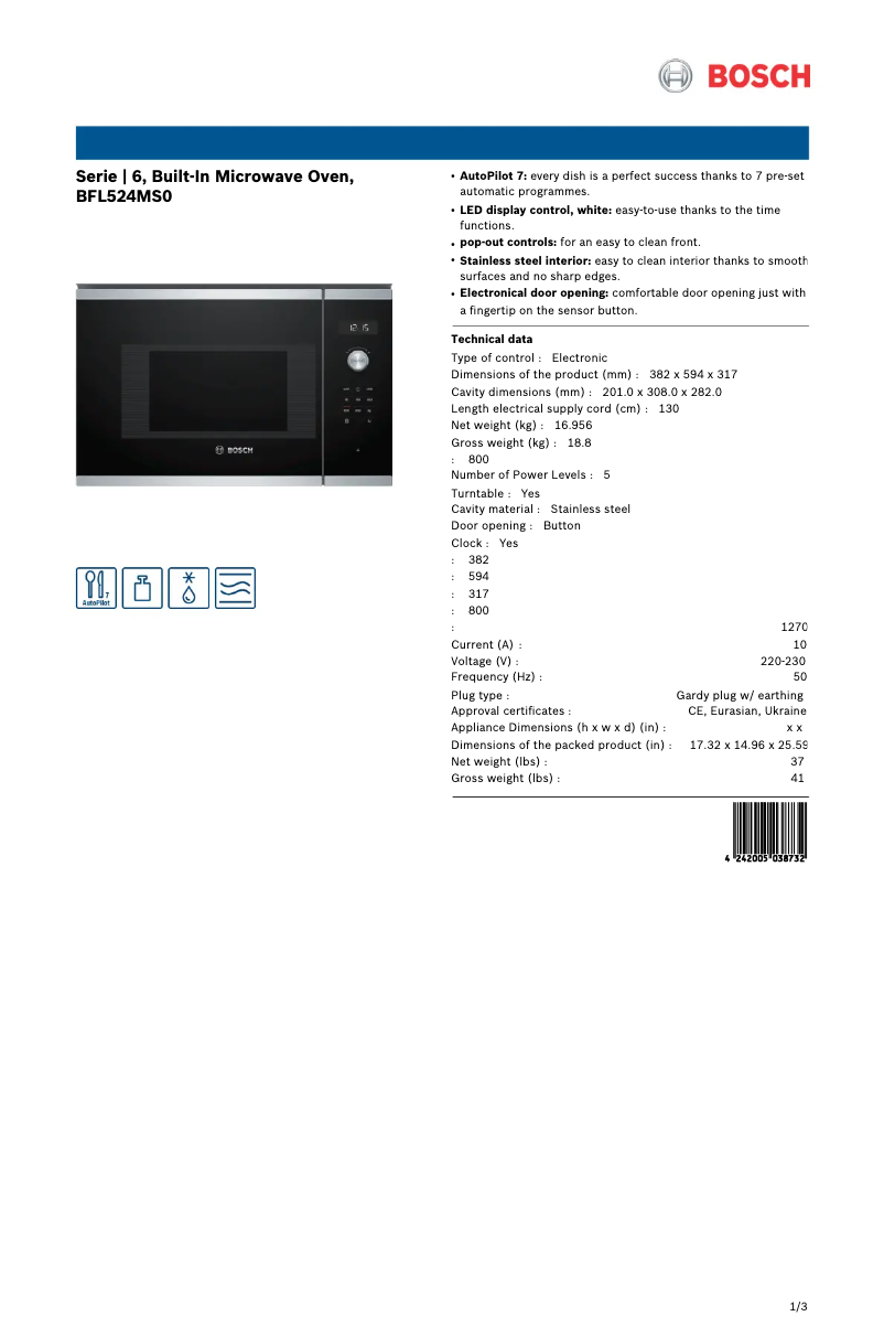 Image de la première page du manuel de l'appareil BFL524MS0