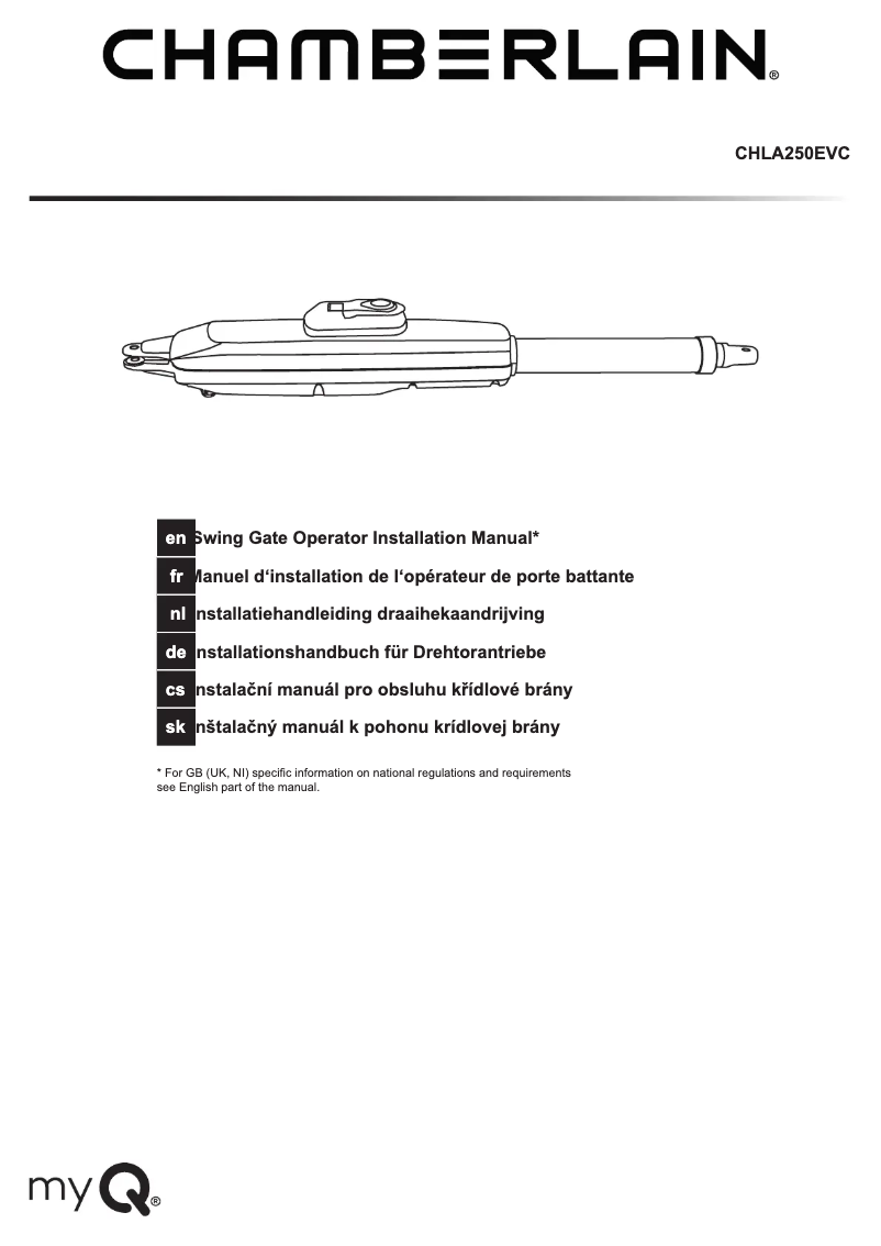 Page 1 de la notice Manuel utilisateur Chamberlain CHLA250EVC