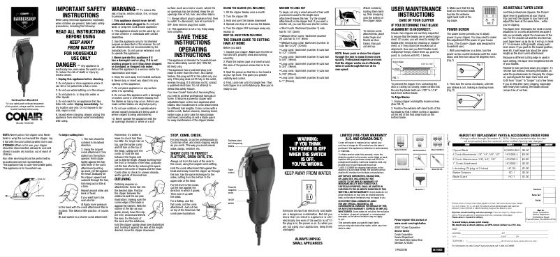 Page 1 de la notice Manuel utilisateur Conair HC5000