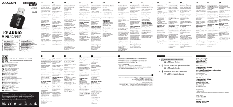 Page 1 de la notice Manuel utilisateur Axagon ADA-10
