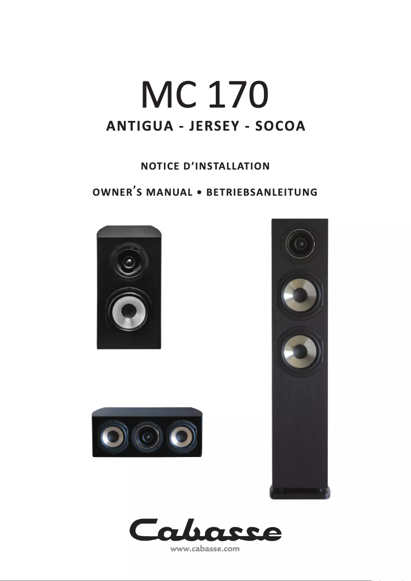 Page 1 de la notice Manuel utilisateur Cabasse JERSEY MC170
