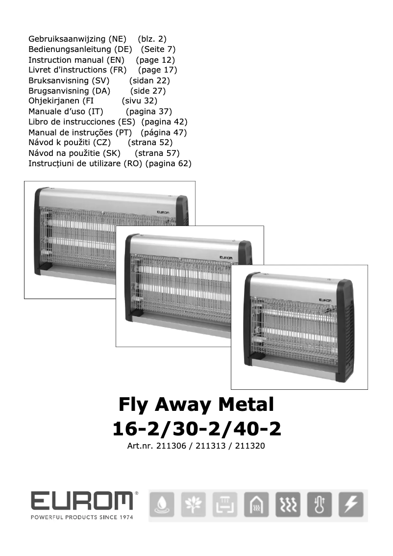 Page 1 de la notice Manuel utilisateur Eurom Fly Away Metal 40-2