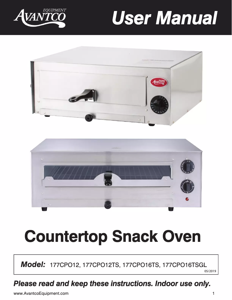 Page 1 de la notice Manuel utilisateur Avantco CPO-12
