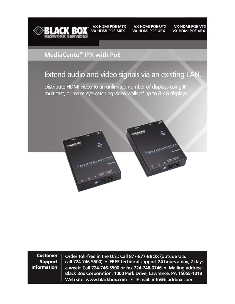 Image de la première page du manuel de l'appareil MediaCento IPX PoE