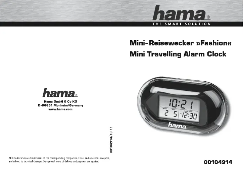 Page 1 de la notice Manuel utilisateur Hama 104914