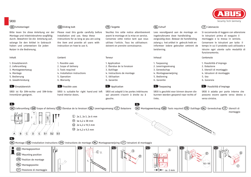 Image de la première page du manuel de l'appareil SR30