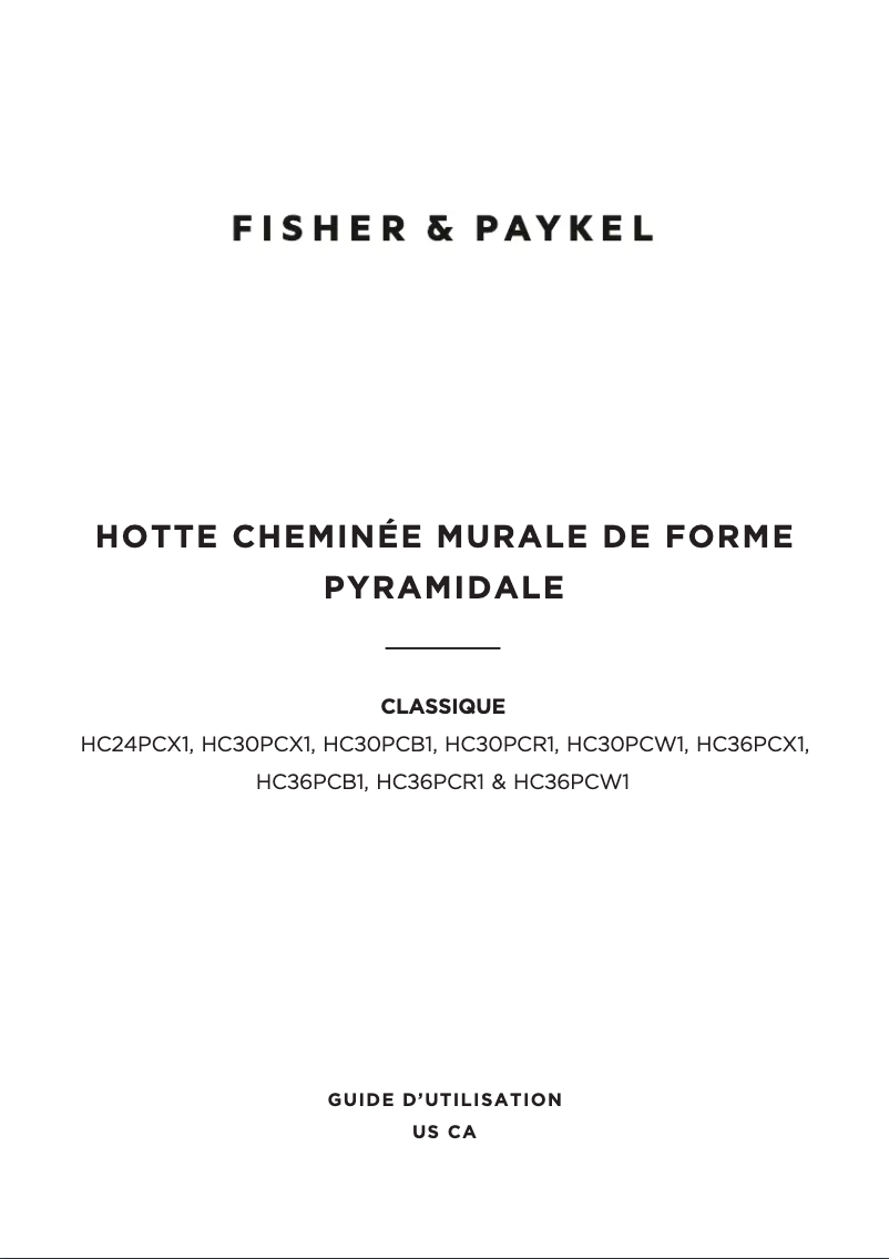 Page 1 de la notice Guide d'installation Fisher & Paykel HC24PCX1