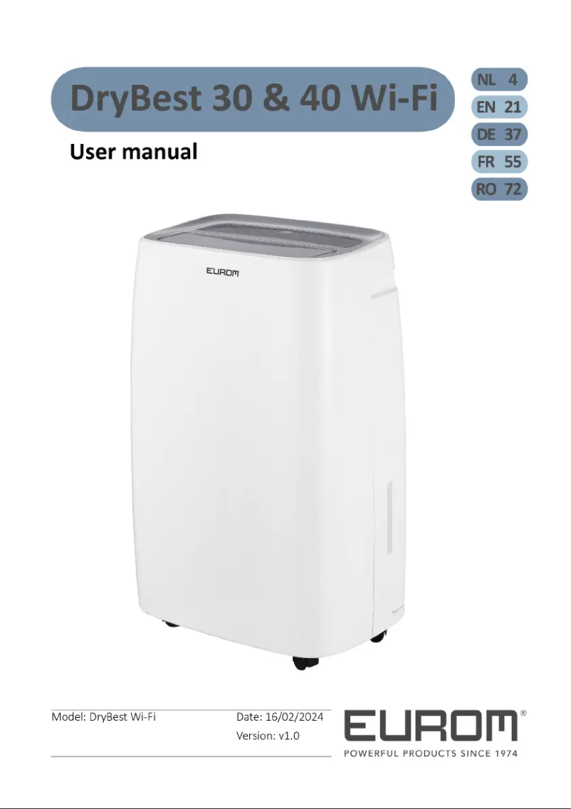 Page 1 de la notice Manuel utilisateur Eurom DryBest 30 WiFi