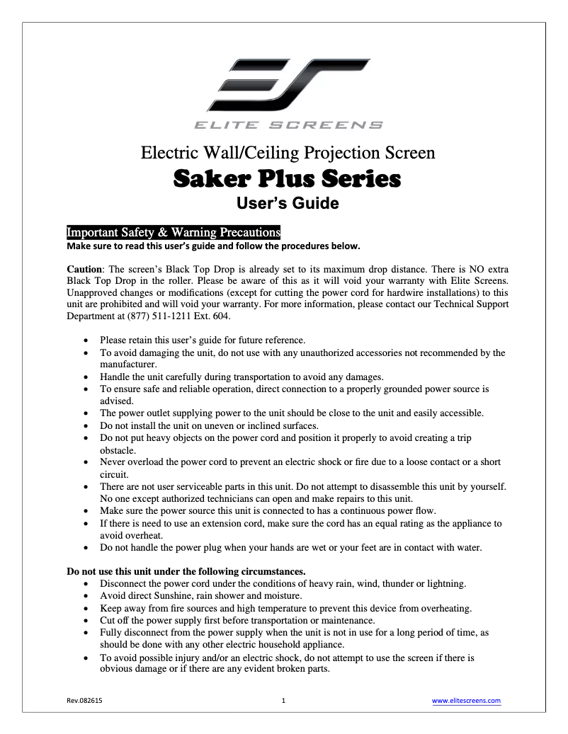 Page 1 de la notice Manuel utilisateur Elite Saker Plus SK200XVW2