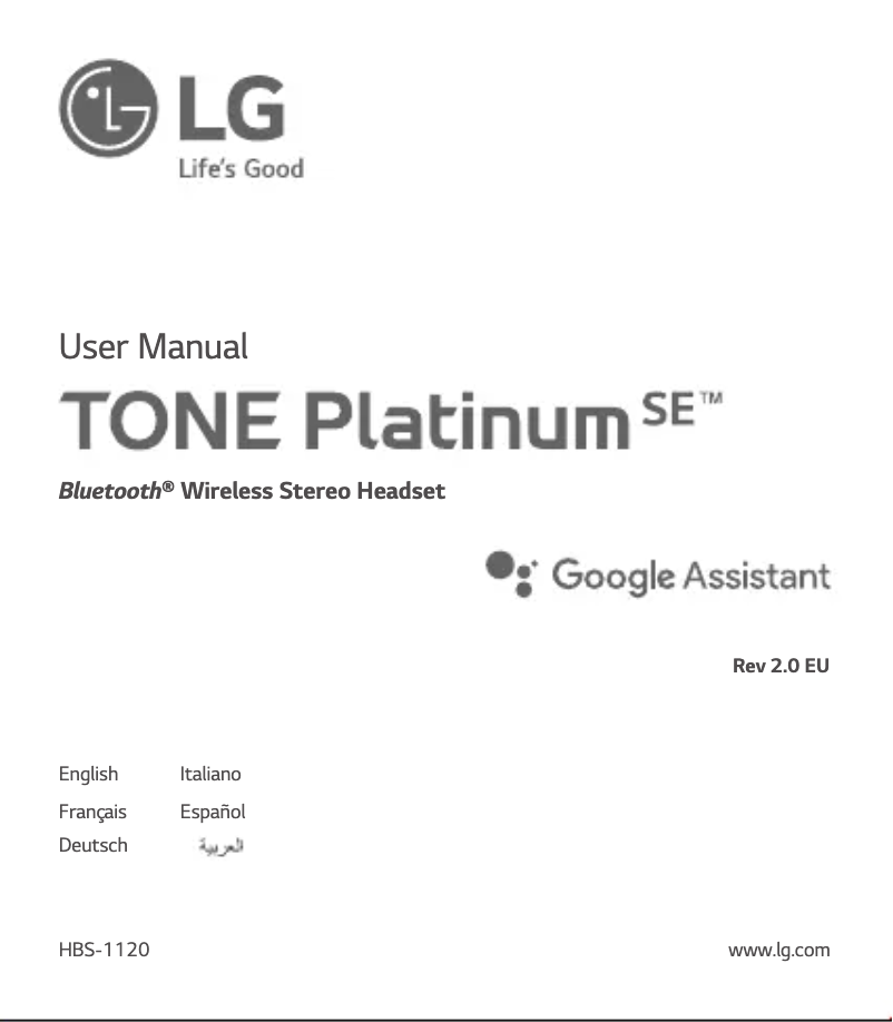 Page n°1 - Manuel utilisateur LG Tone Platinum SE HBS-1120