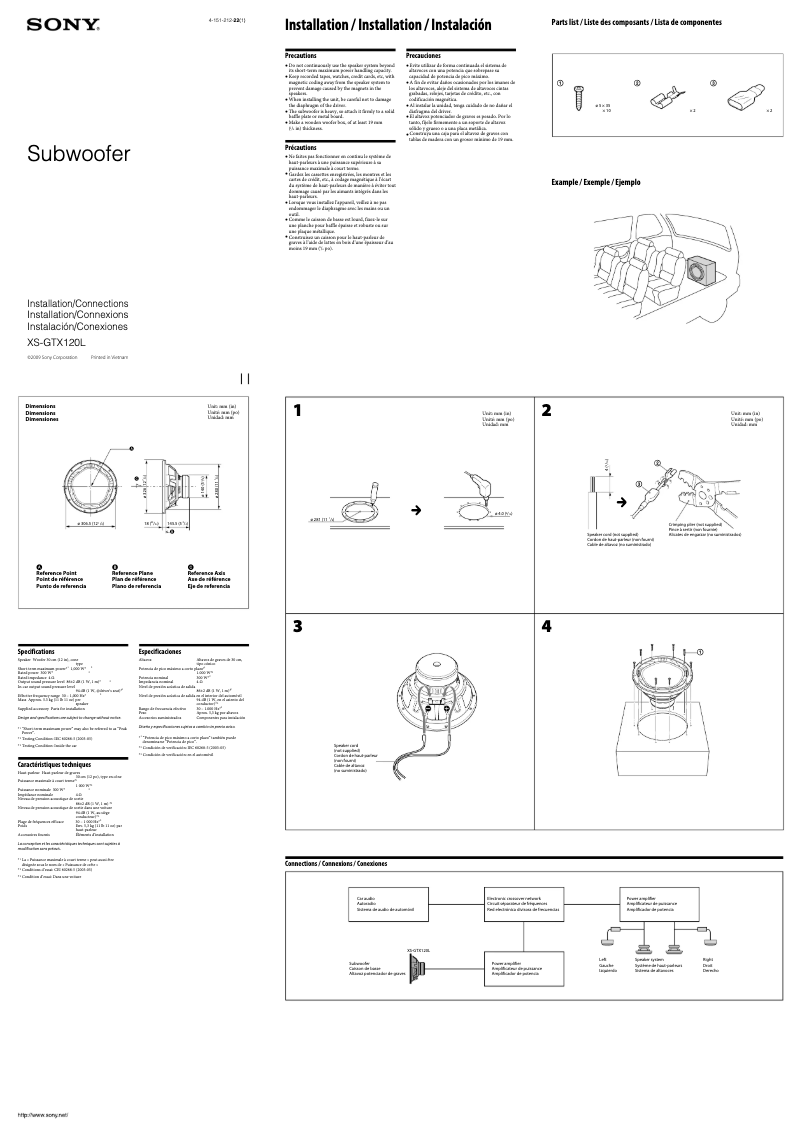 Page 1 de la notice Manuel utilisateur Sony XS-GTX120L