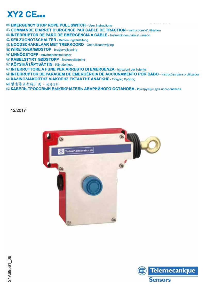 Page 1 de la notice Manuel utilisateur Schneider XY2CZ110