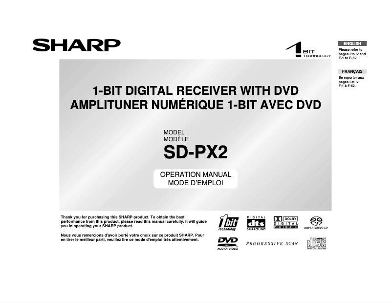 Page 1 de la notice Manuel utilisateur Sharp SD-PX2