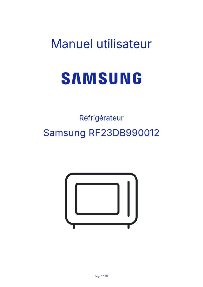 Image de la première page du manuel de l'appareil RF23DB990012