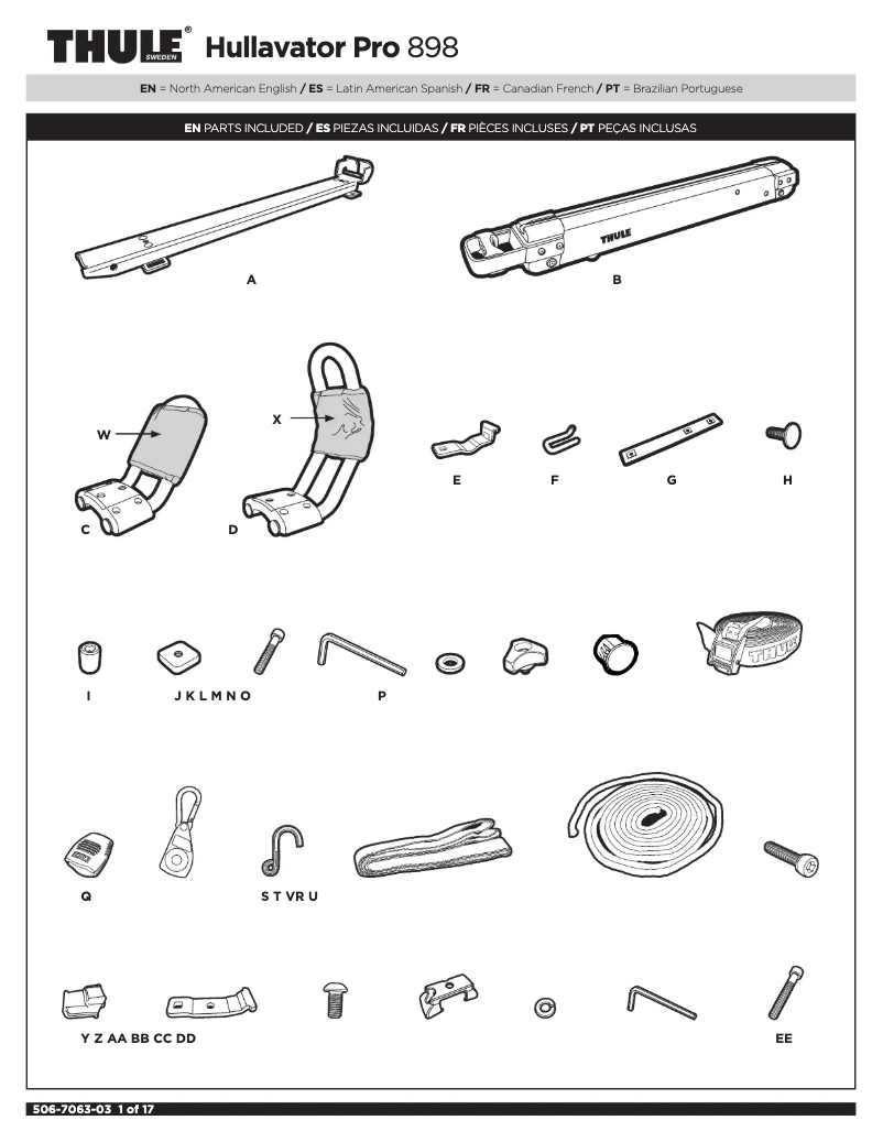 Page 1 of the manual User Manual Thule Hullavator Pro 898
