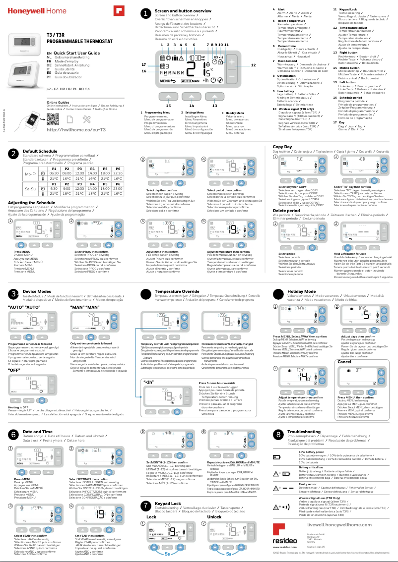Page 1 de la notice Manuel utilisateur Honeywell T3R