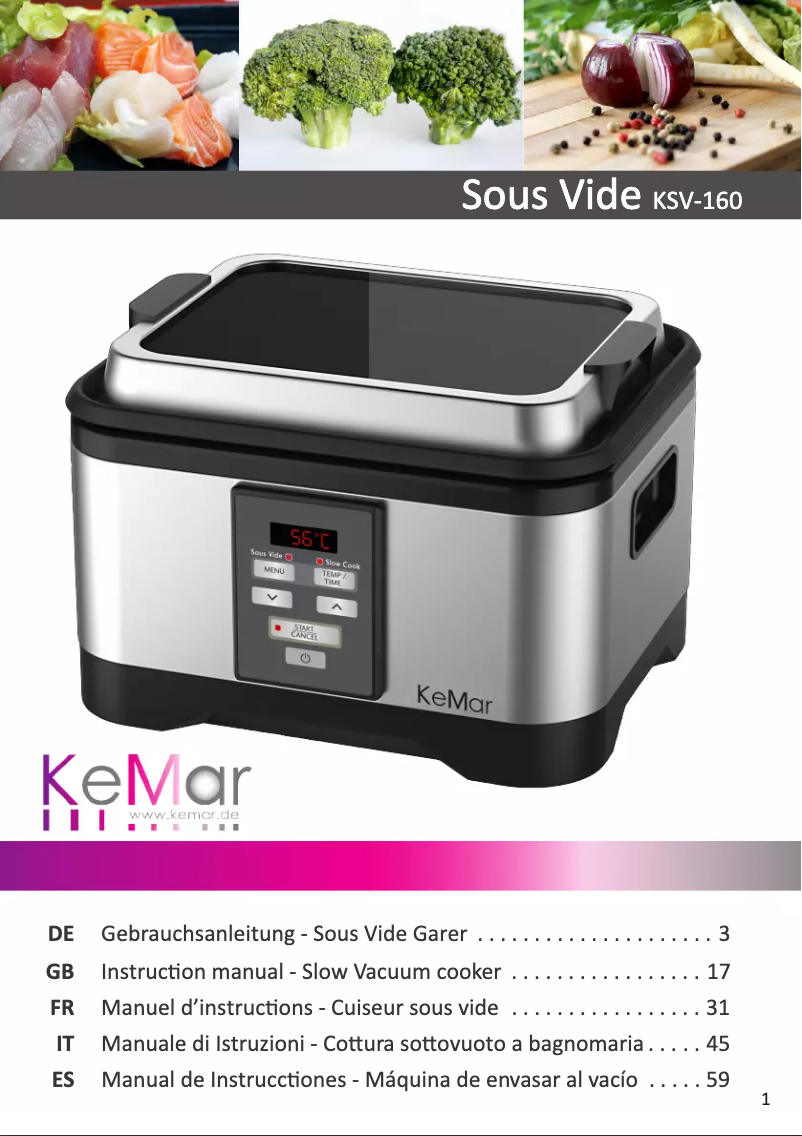 Page 1 de la notice Manuel utilisateur KeMar KSV-160