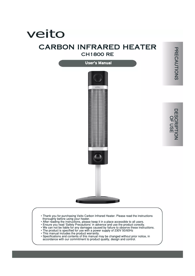Image de la première page du manuel de l'appareil CH1800 RE