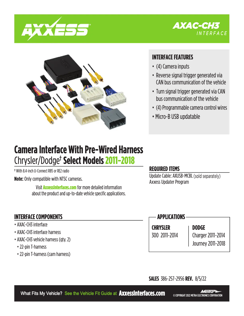 Page 1 de la notice Fiche technique AXESS AXAC-CH3