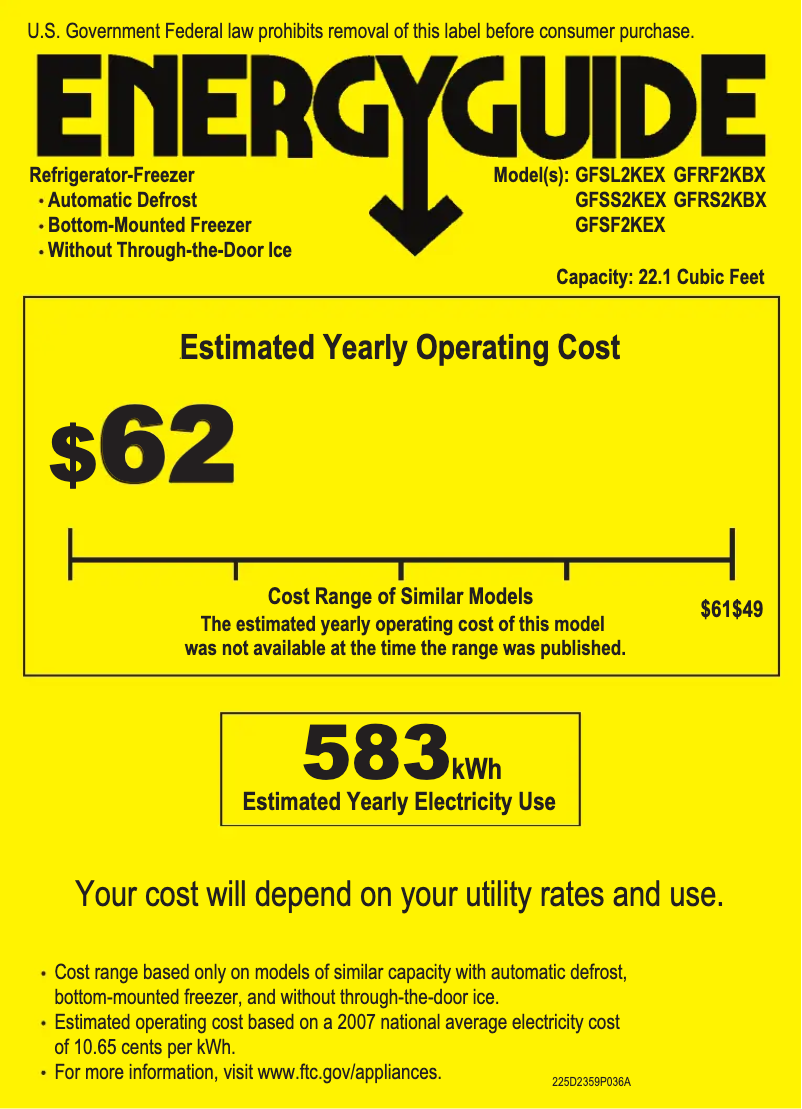 Imagen de la primera página del manual del dispositivo GFSF2KEXWW