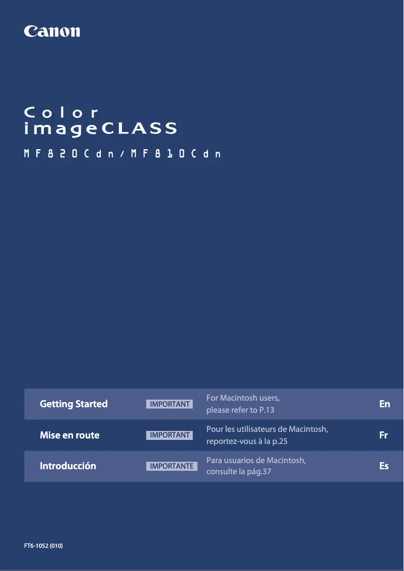 Page 1 de la notice Manuel utilisateur Canon imageCLASS MF810CDN