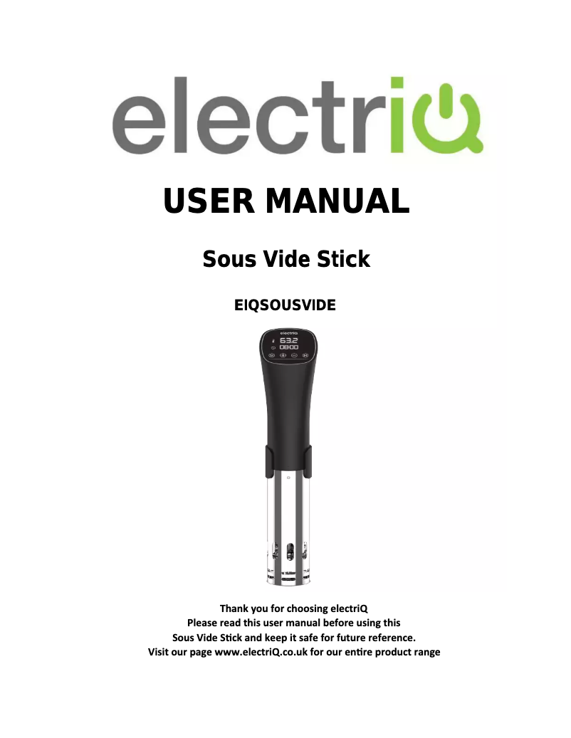 Page n°1 - Manuel utilisateur ElectriQ EIQSOUSVIDE