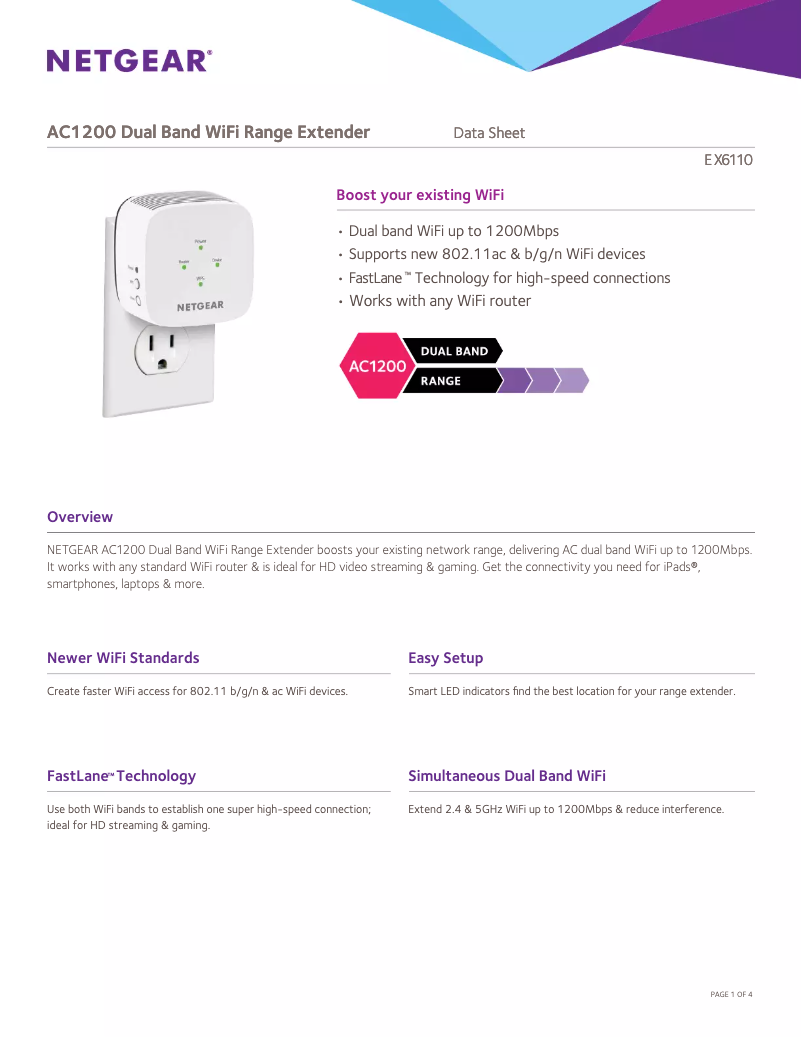 Page n°1 - Fiche technique Netgear EX6110