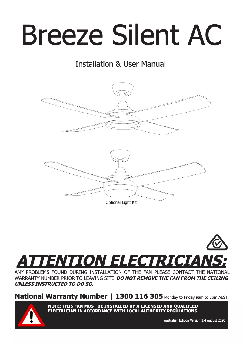 Image de la première page du manuel de l'appareil Breeze Silent AC