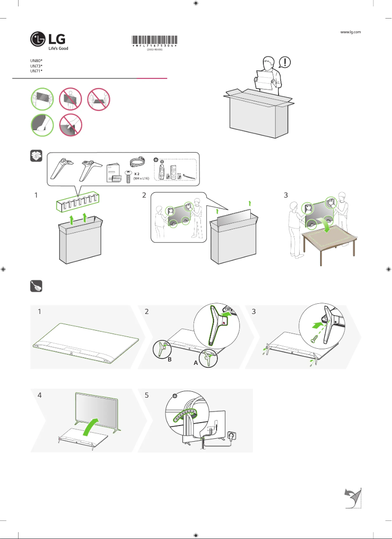 Page 1 de la notice Guide d'installation LG 43UN71006LB